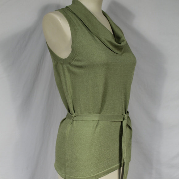Anthropologie Green Sleeveless Sweater Tie Belt M - Picture 3 of 7
